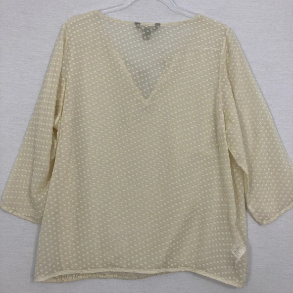 Tommy Bahama Cream Polka Dot Silk Tie Front Sheer Pullover Top XL - Picture 11 of 13